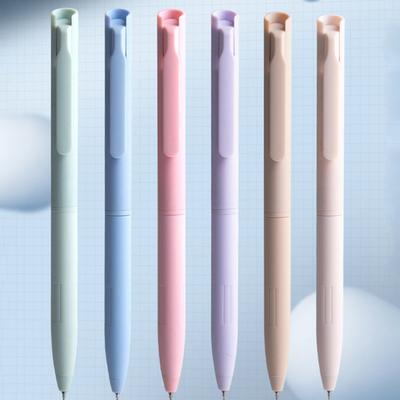 6Pcs 0.5mm Gel Pens Push Design Fine Point Fast Dry Comfort Grip Shock-proof Note Taking No Smudge Retractable Gel Ink Pens Office Use