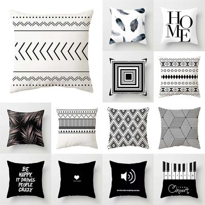 Schwarz und Weiß Einfache Geometrische Linie Druck Muster Kissen Abdeckung Hause Wohnzimmer Sofa Dekoration Kissen Kissen Abdeckung