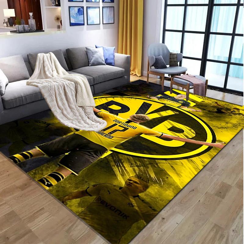 Borussia Dortmund Pattern Rug, Indoor/Outdoor Mat, for Picnic, Gameroom, Bedroom, Office, Living Room, Home Decor Carpet, Birthday Gift
