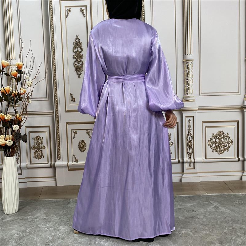 2022 Satin Long Muslim Robe Cardigan 