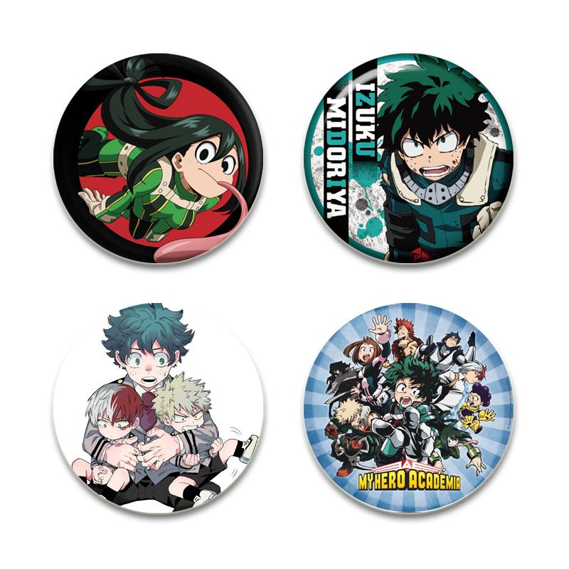 32/44/58mm Anime My Hero Academia Brooch Midoriya Izuku Bakugou Katsuki Todoroki Shoto Cartoon Badge Accessories Jewelry Gift Handmade Round Pins