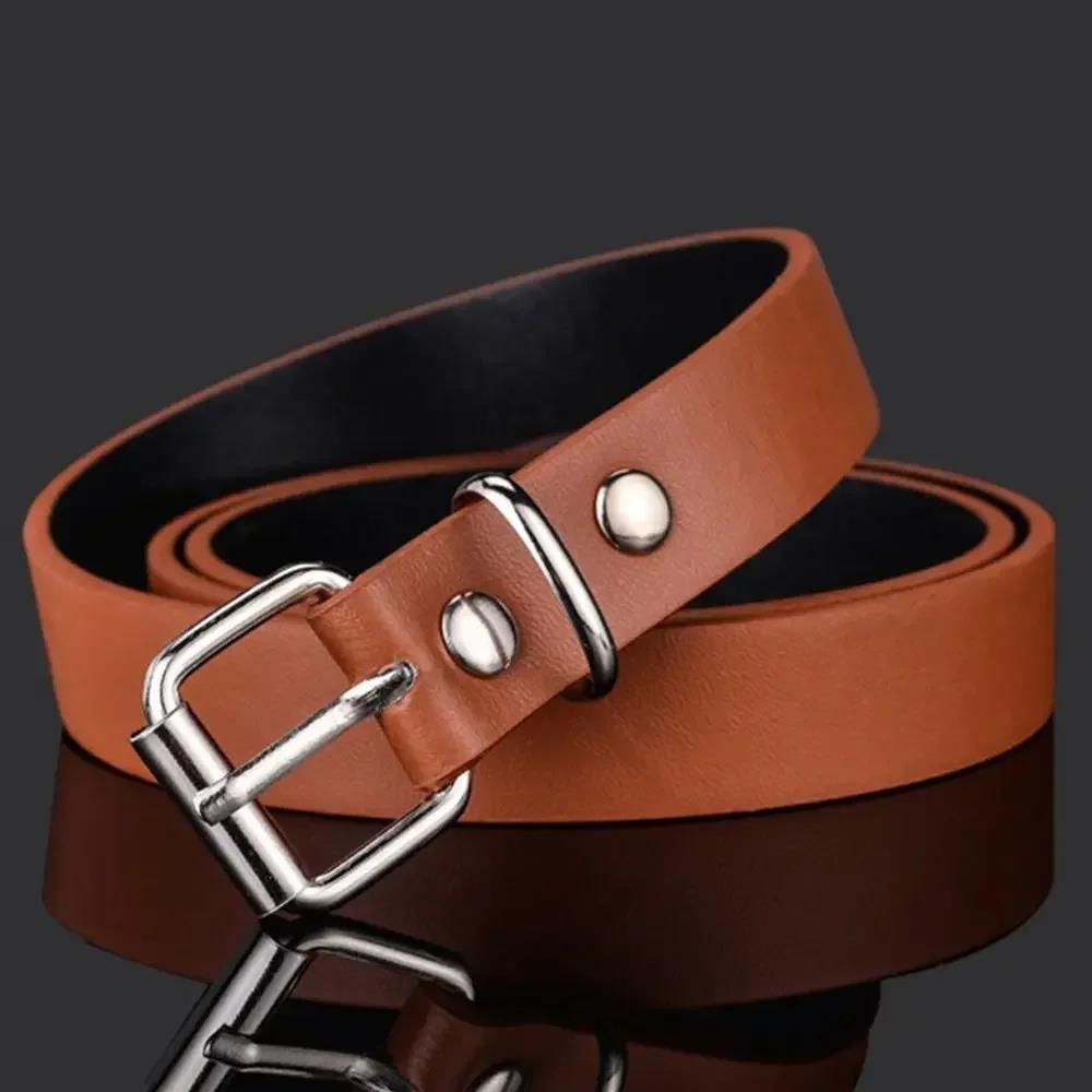 1PC Children PU Leather Belt - Adjustable Waist Strap With Metal Buckle For Jeans Pants And Dresses