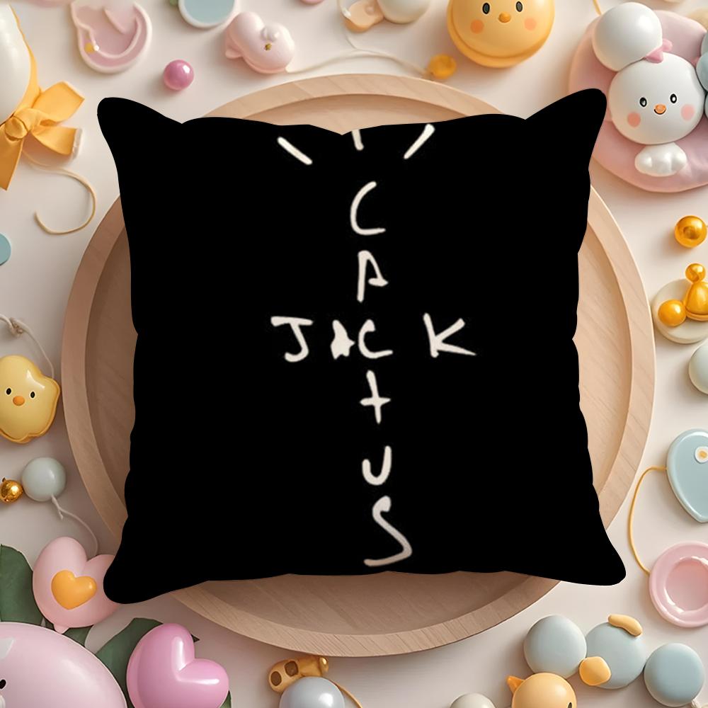 TTravis SScott Cactus Jack Cushion Cover Plush Fabric Soft DoubleSided Printed Sofa Warm Winter Home Gift Pillow Cover