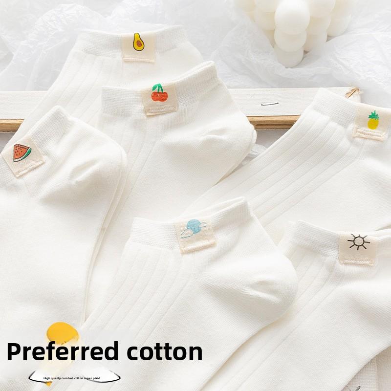 5 Pairs Socks Women's Shallow Mouth Boat Socks Cute Short Spring Summer Thin