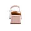 Coach Plaque Leather Round Toe Open Back Slip-On Bow Decor Block Heel High Heels 4cm Women High Heels Nude-Pink CBN25-CRR