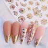 5D Nail Stickers Glitter Golden Dasiy Flowers Geometric Lines Decor Acrylic Embossed Sliders Golden Frame Spring Nail Decals Cherry Blossom Manicure