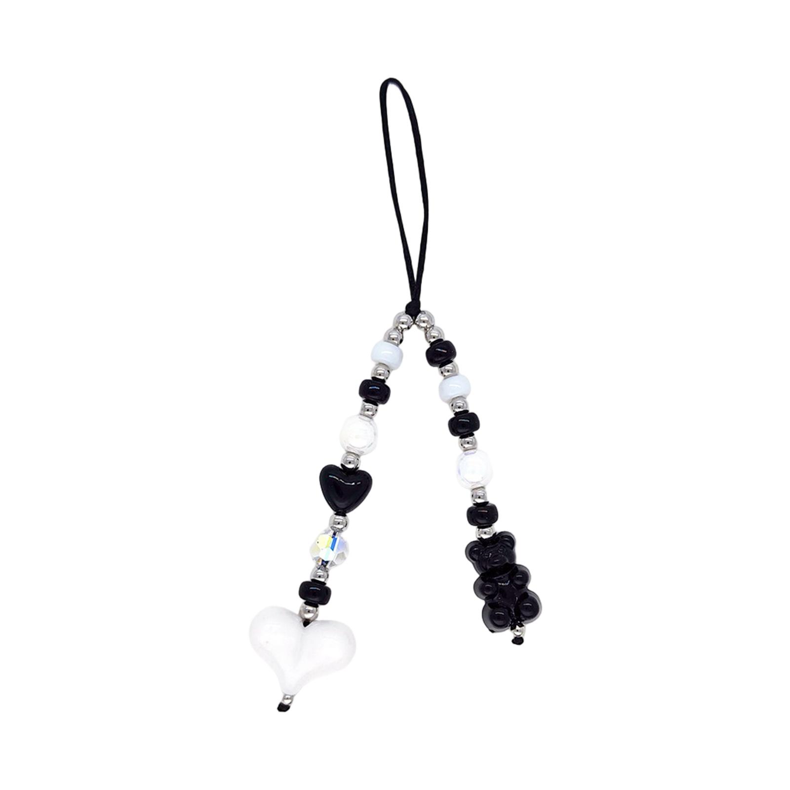 

Брелок для ключей с сердечком из бусин, модный акриловый шарм, подвеска для телефона для молодых женщин, разноцветные бусины для сумок и телефонов 11