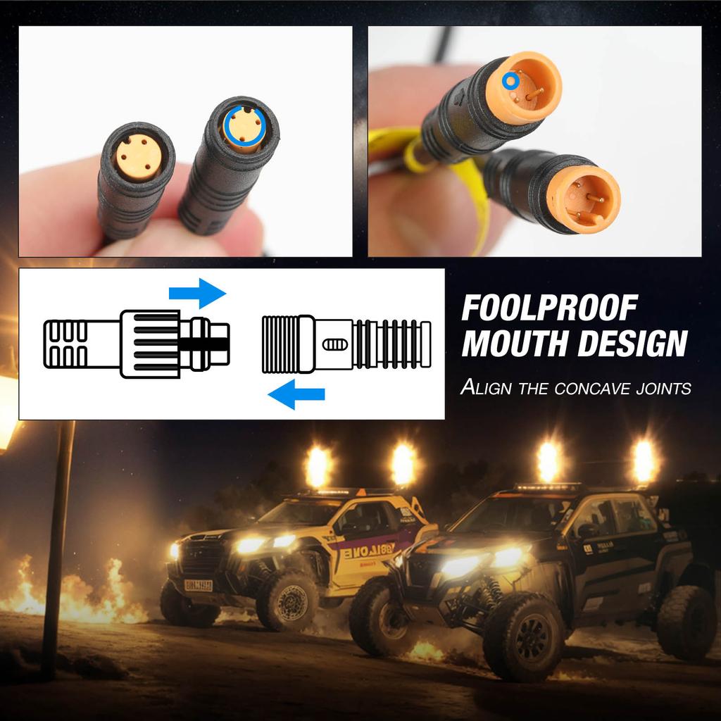 2PCS 1FT 30.5cm Fat LED Whip Lights Remote Control Flagpole Antenna Whips for UTV ATV Off Road Truck Sand Buggy Dune RZR