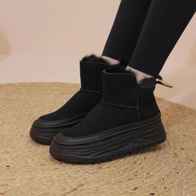 Autumn and Winter New Fur Integrated Thick-soled Snow Boots Women's Piled Thickened Cotton Boots Non-slip Cotton Shoes