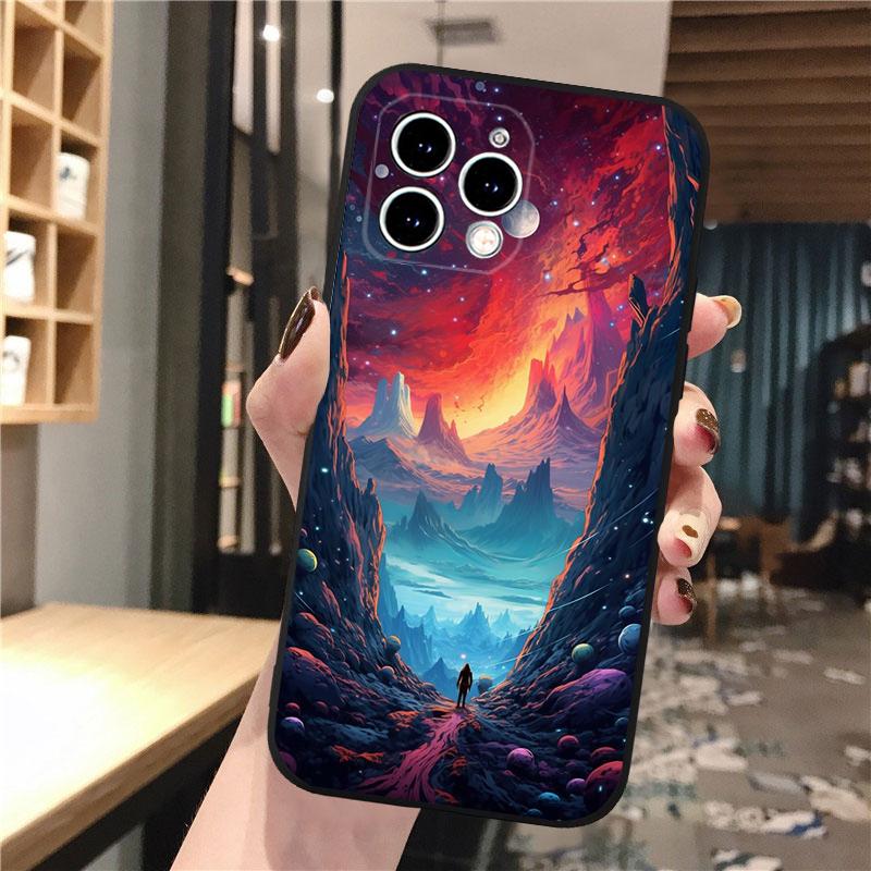 Mondnacht Landschaft Handyhülle Für iphone 15 14 Pro Max 13 12 11 Pro Max XSMax XR 12 13 mini 14 Plus Hülle