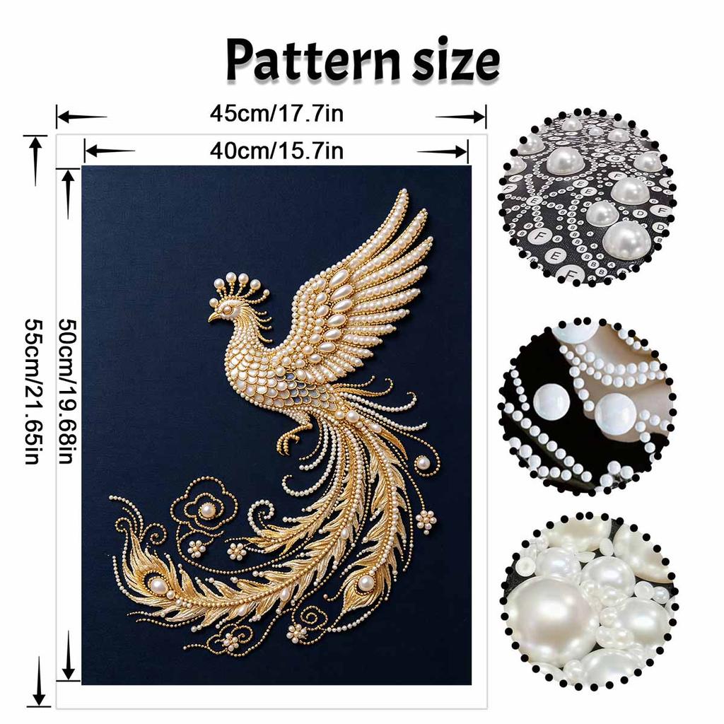 DIY Pearl Embroidery Diamond Painting Kit Phoenix Symbol Sparkling Beads Art Craft Handmade Decoration Gift for Home
