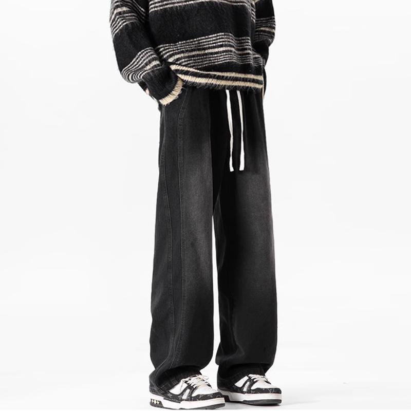 Thin Men's Straight Jeans Vintage Fashion Wide Cargo Baggy Casual Male Denim Trousers Streetwear Wide Jeans Men's pants
