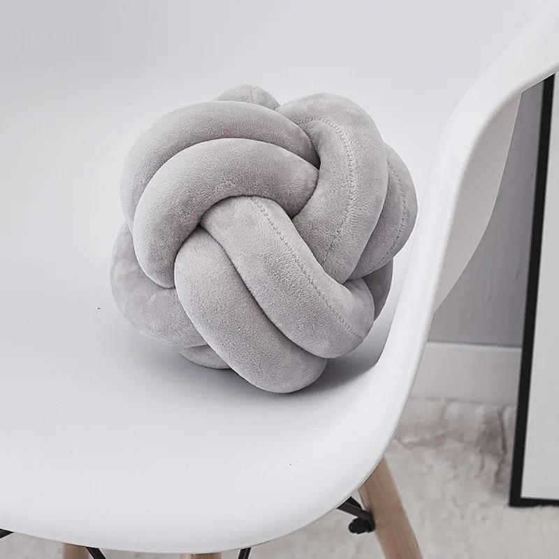 Soft Plush Knot Cushion Sofa Throw Pillow for Living Room Green Round Hand Woven Cushion Throw Pillow Round Knot Pillow