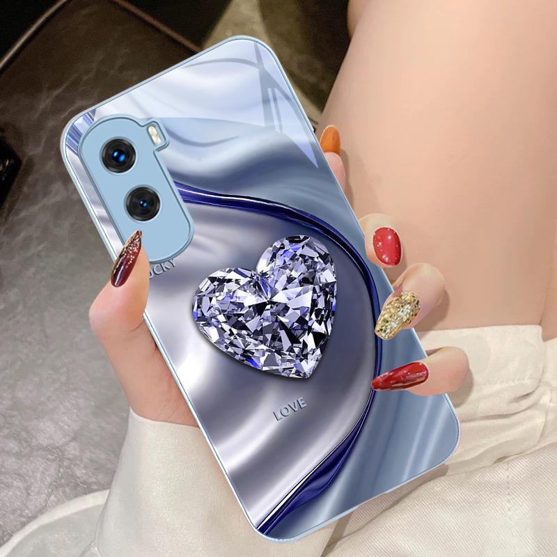 Duże Różowe Diamenty Do Honor 200 90 8X 9X Pro Lite P50 P40 Nova 10 11i P60 Magic4 6 Mate 20 50 Hartowane Szkło Etui na Telefon