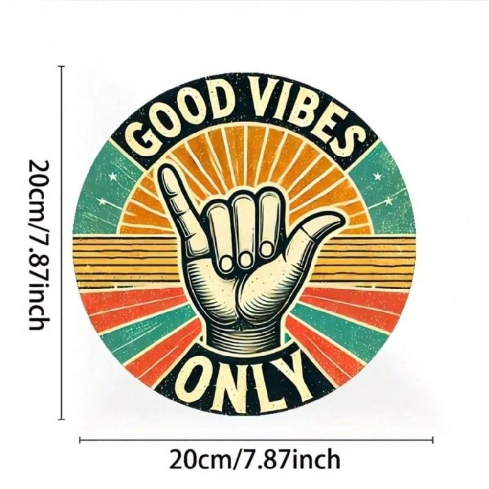 Metal Poster Vintage 60s 70s Shaka Hawaii Peace Sign Positive Energy Beach House Wall Decor