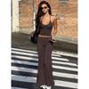 H Home European and American Women's Clothing Street Ins Style U Collar Halter Spaghetti Straps + Elastic Tight Pants Athleisure Suit Women