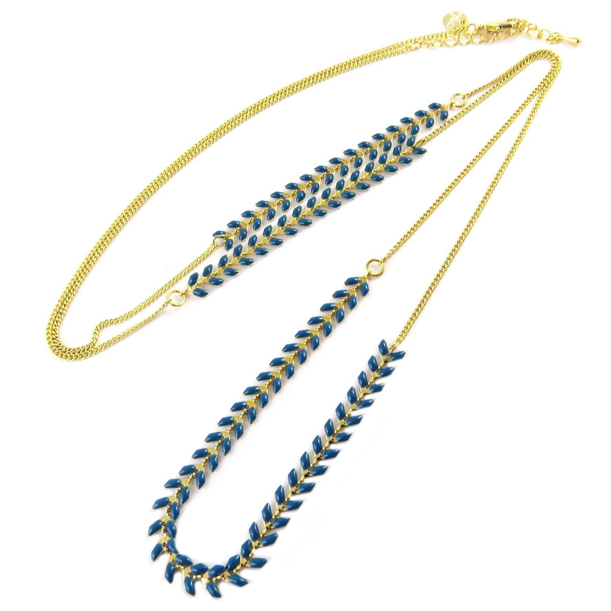 

7bis [Q1458] - Колье Craft Boho тёмно-золотая бирюза (колос) - 94 см 6 мм