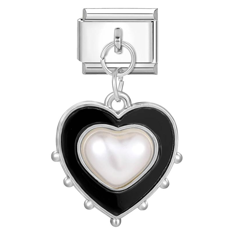Moda Personalizado DIY Cor Preto Vermelho Pulseira de Charme Italiana Olhos Gato Listras Coração Contas 9mm Pulseira Joias de Aço Inoxidável