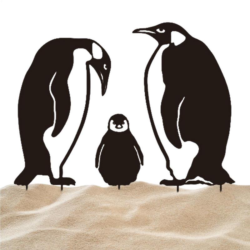Black Metal Penguin Art Garden Penguin Family Yard Art Gardening & Lawn Care For Thanksgiving Christmas Thanksgiving Christmas