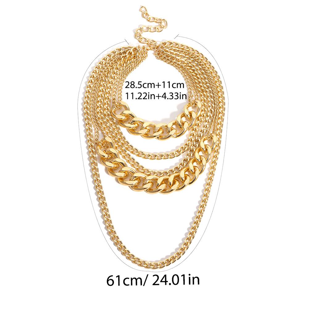 Stylish Punk Women Multi-layer Curb Chain Statement Necklace Rock Hip-hop Jewelry Gift Jewelry Decor