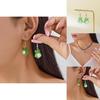 Frog Cartoon Glass Necklace And Earring Set With Pearl Chain For Casual Women And Men