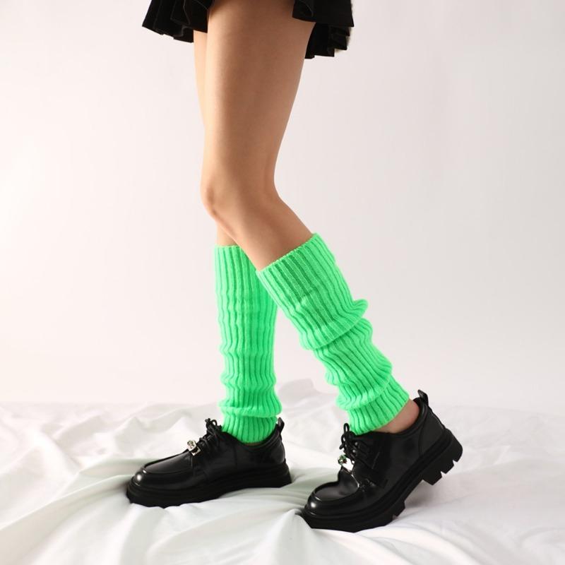 Klassiske ribbestrikkede knelhøye dameleggvarmere høst og vinter flerfarget ensfarget kvinnelige Halloween-feststrømper