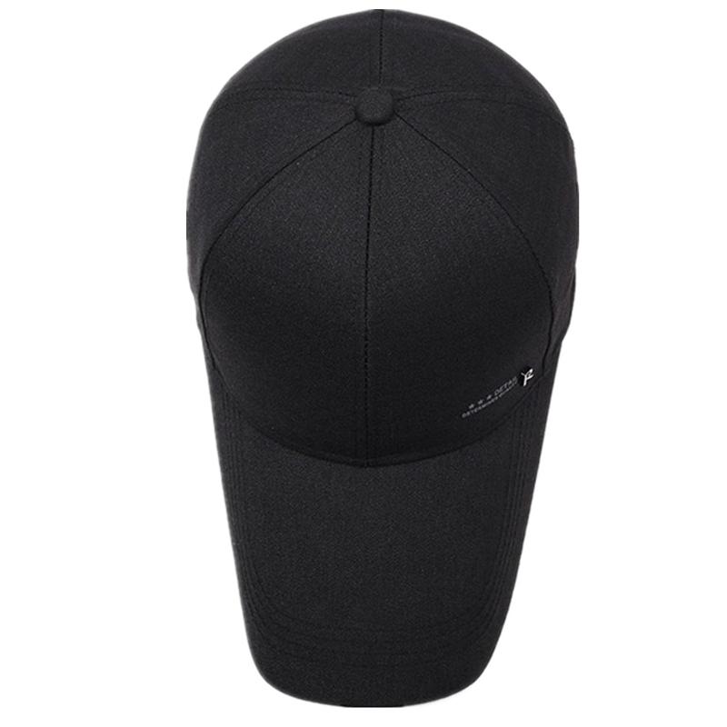 Boné de beisebol masculino de cor sólida com aba longa, protetor solar para esportes ao ar livre, chapéu de metal R, boné de lazer para pesca