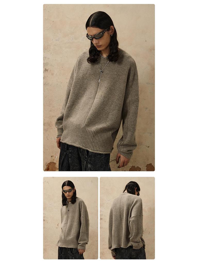 #OVDY Autumn/Winter Soft Minimalist Round Neck Rolled Edge Sweater