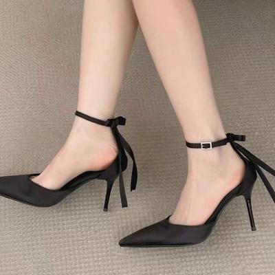 Scarpe Singole Eleganti Raffinate a Punta con Tacco Alto e Cinturino alla Caviglia Scarpe da Festa da Donna con Tacco Alto