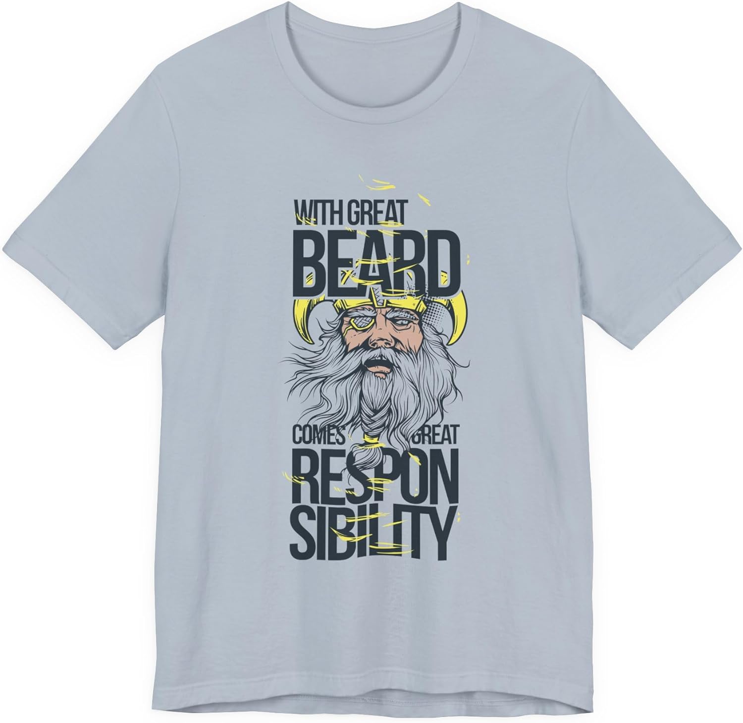 with Great Beard Comes Great Responsibility Tee Viking Beard Graphic Shirt A-2 S