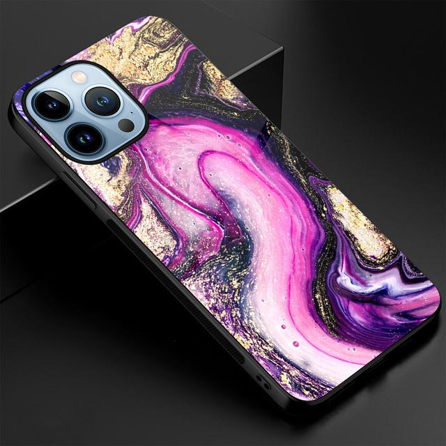 

Фиолетовый мраморный чехол для телефона для Iphone 14 13 11 12 Pro Max Mini Xs Xr X 7 8 6s Plus Se 2022, задние чехлы из закаленного стекла For iphone 12 Pro