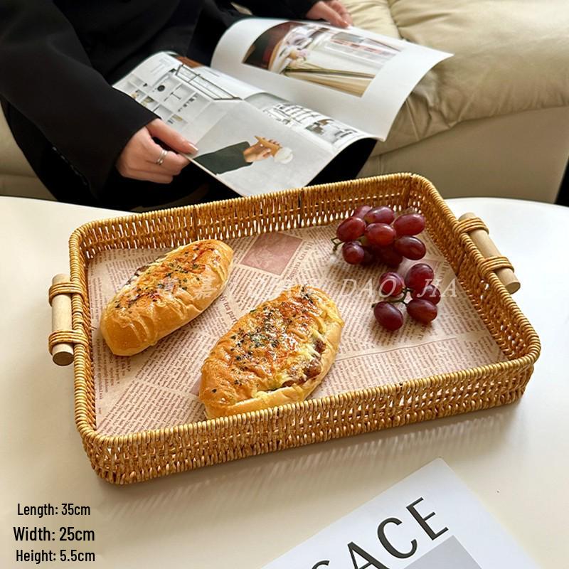 Handgeflochtenes Rattan-Tablett: Brot- und Obstkorb für Snacks und Nachmittagstee