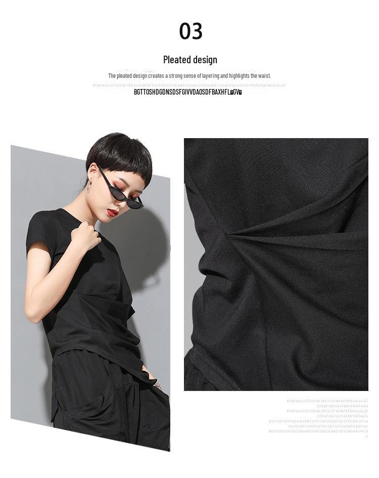 Trendy Asymmetrical Bat Sleeve T-Shirt - Summer Women's Niche Design