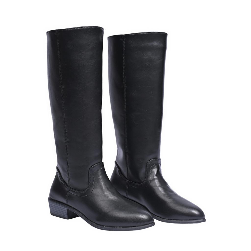 Retro Low-heeled Knight Boots 2025 Winter New British Style Sleeves Are No More Than Knee-length Boots for Women