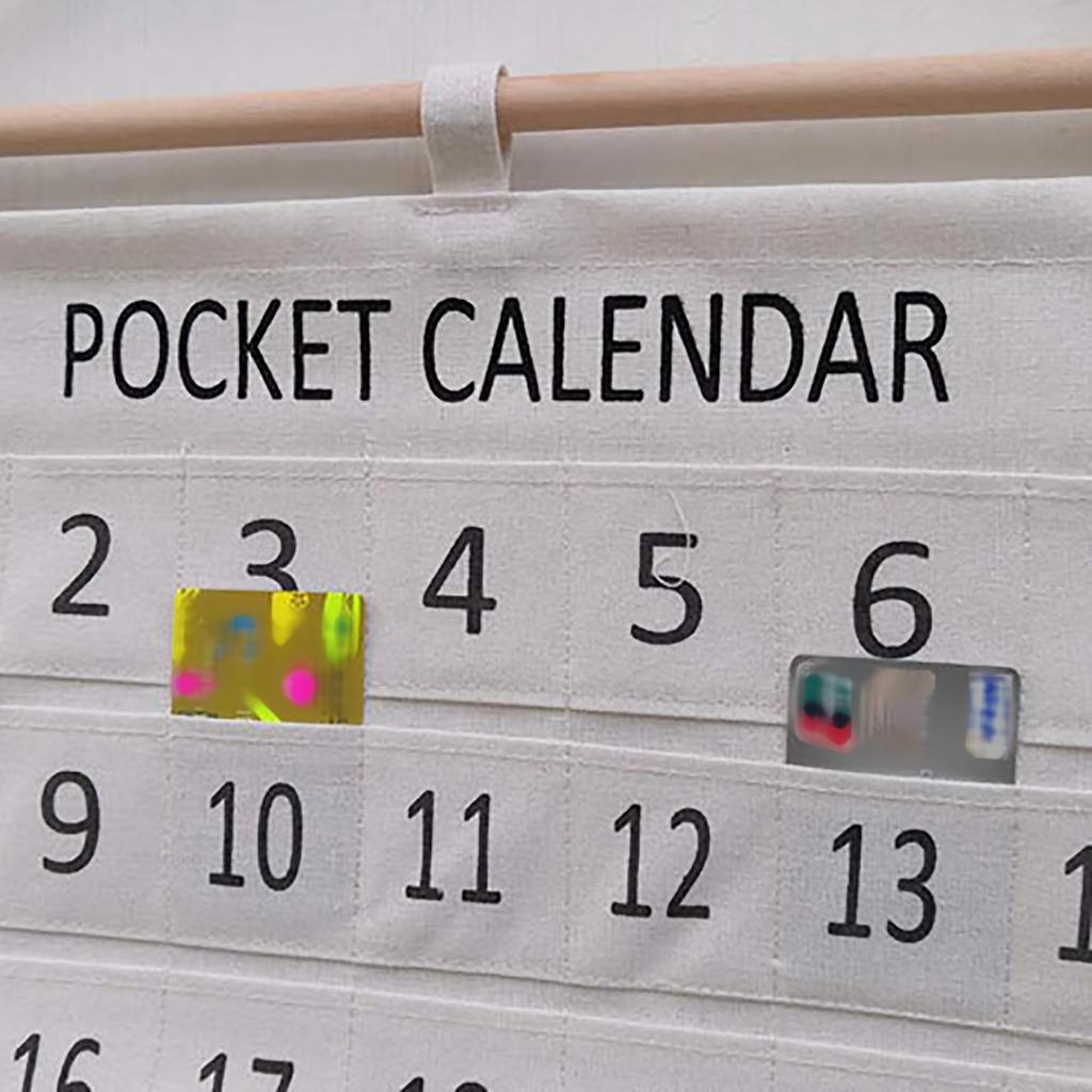 Numbered Calendar Pocket Chart Cotton and Linen Morning Check Classroom Pocket Chart Calendar Wall