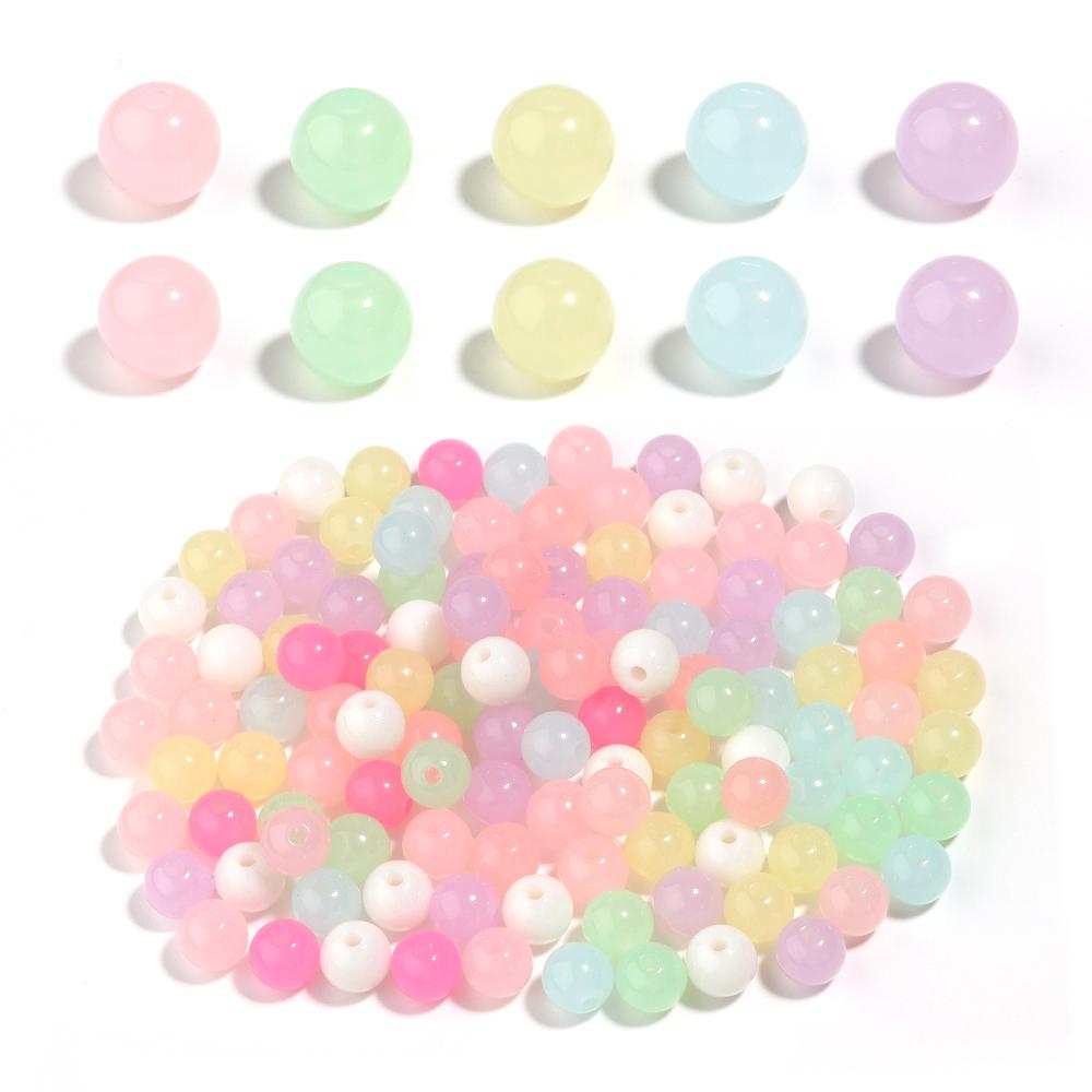 20-500pcs Jelly Color Acrylic Beads Mixed Round Loose Spacer Beads For Jewelry Making DIY Bracelet Necklace Earrings Accessories