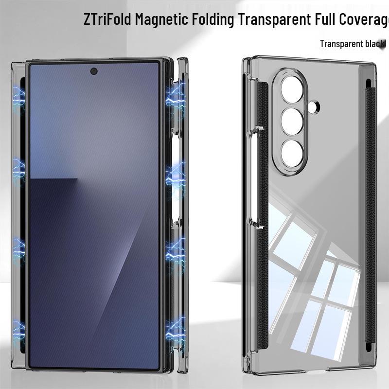 

Samsung Z TriFold Case: Transparent, Fashionable Double-Hinge Magnetic Airbag Cover for Men and Women. SM-Z TriFold