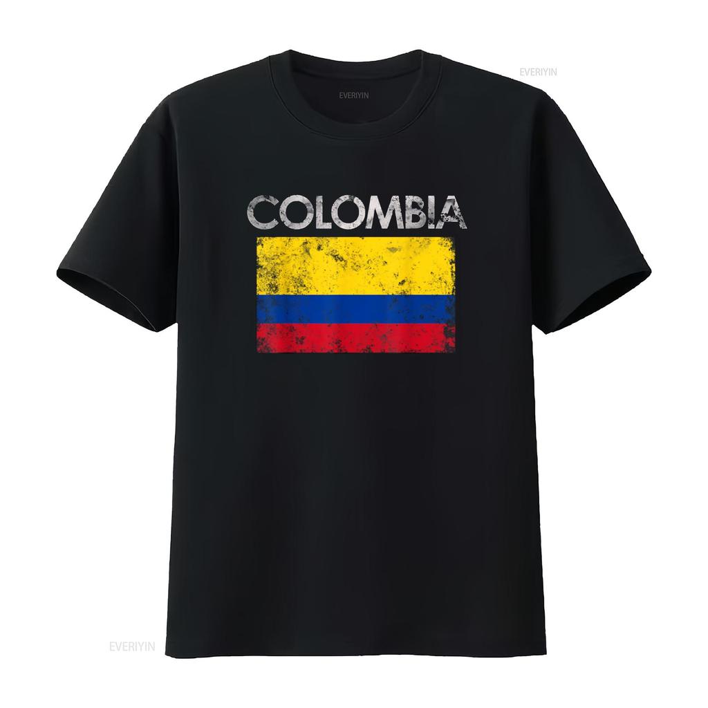 Vintage Colombia Colombian Flag Pride T Shirt vintage Washed Stretched Stylish homme Casual designer clothes Soft Comfortable