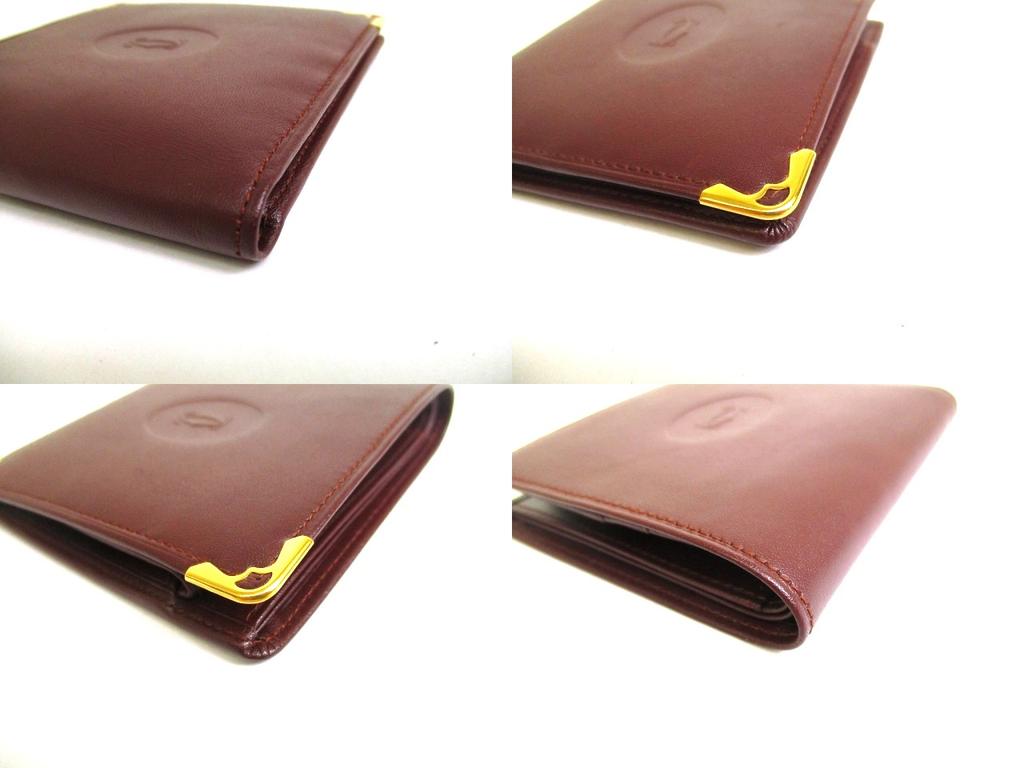 Authentic Cartier Must de Cartier Bordeaux Leather Bifold Wallet Purse #a853  Refurbished