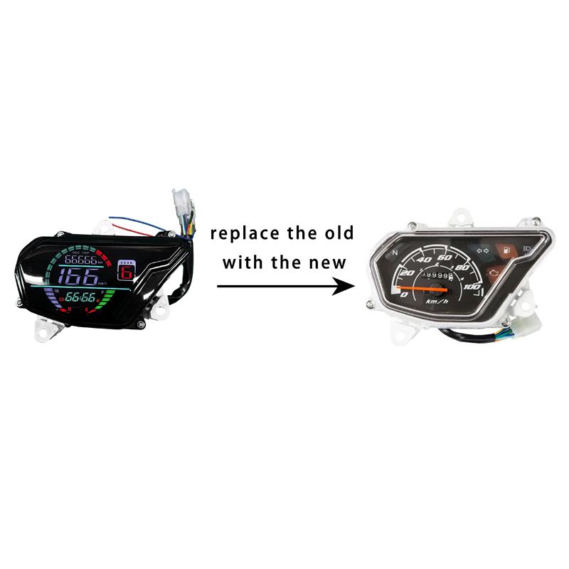 Multi-functional LED Motorcycle Speedometer Odometer Digital Dashboard Tachometer Instrument Panel for Honda POP 110i POP110i