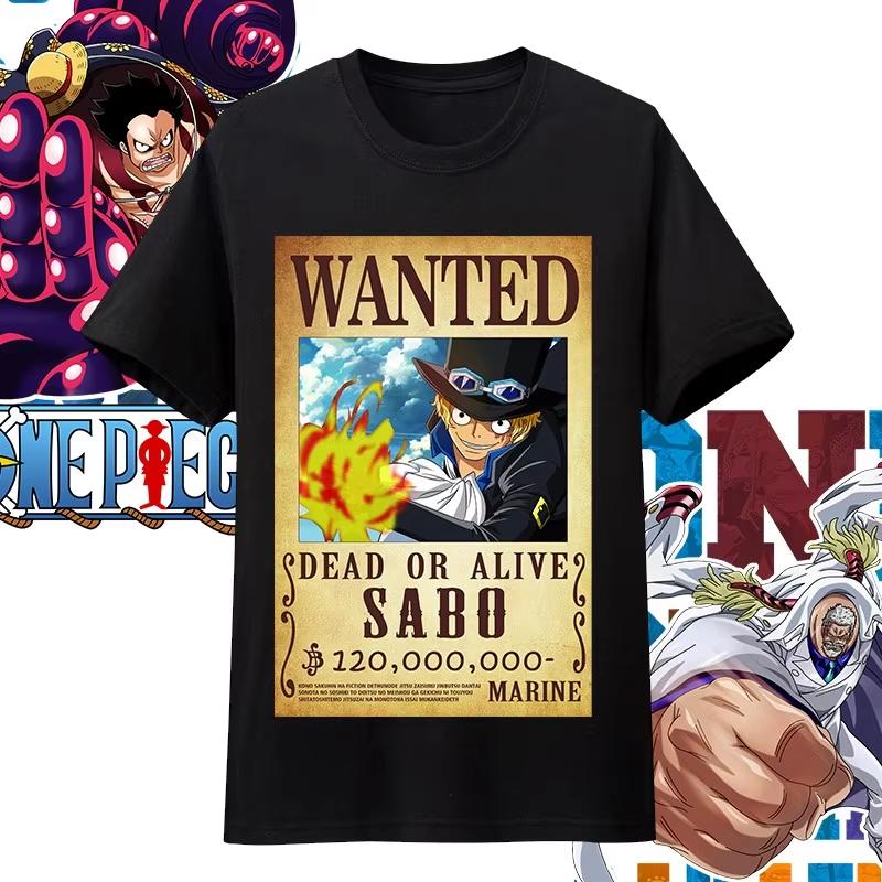 One Piece Anime Character Printing Oversized Cotton Tshirt Men and Women Comfortable Y2K Childrens Clothing Summer Trend Tees