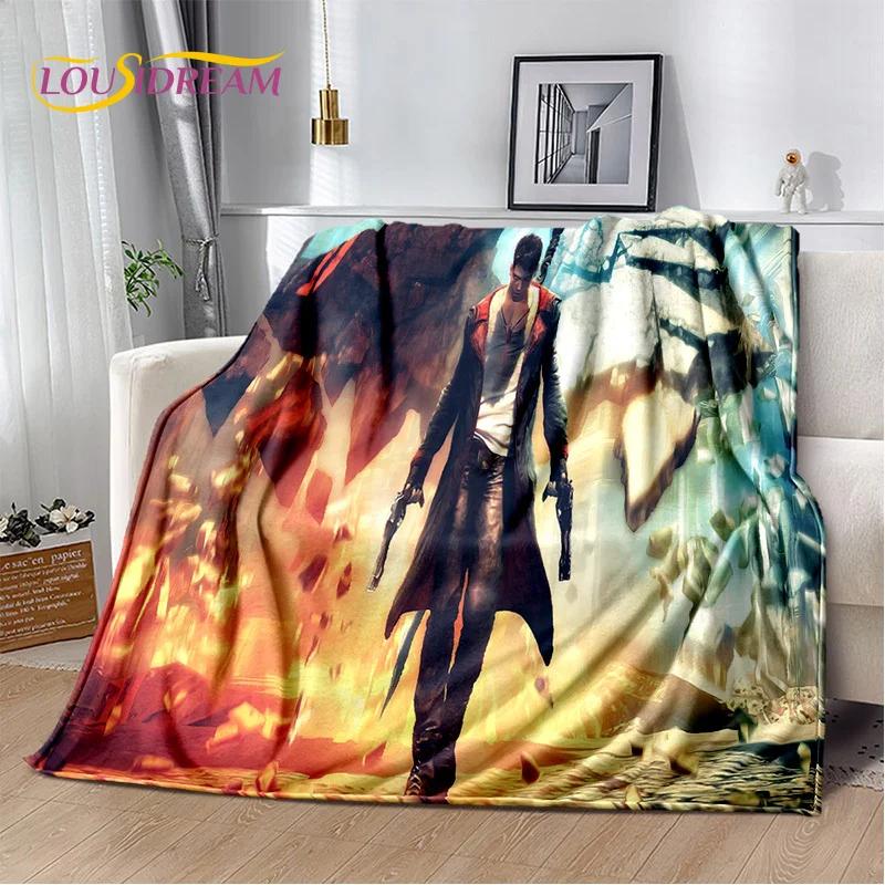 3D D-Devil May Cry DMC Game Cartoon Soft Flannel Blanket for Beds Bedroom Sofa Picnic,Throw Blanket for Outdoor Leisure Nap Gift