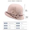 Hat women's autumn and winter fashion flower bucket hat crimped wool basin hat women's British retro bowler hat