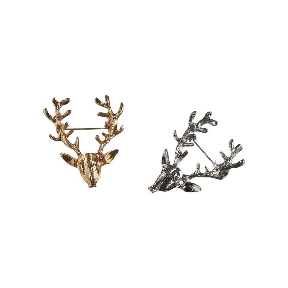 Unique Animal Elk Head Brooch Alloy Lapel Pin Christmas Badge Clothes Pins Badge Deer Metal Brooch Girls