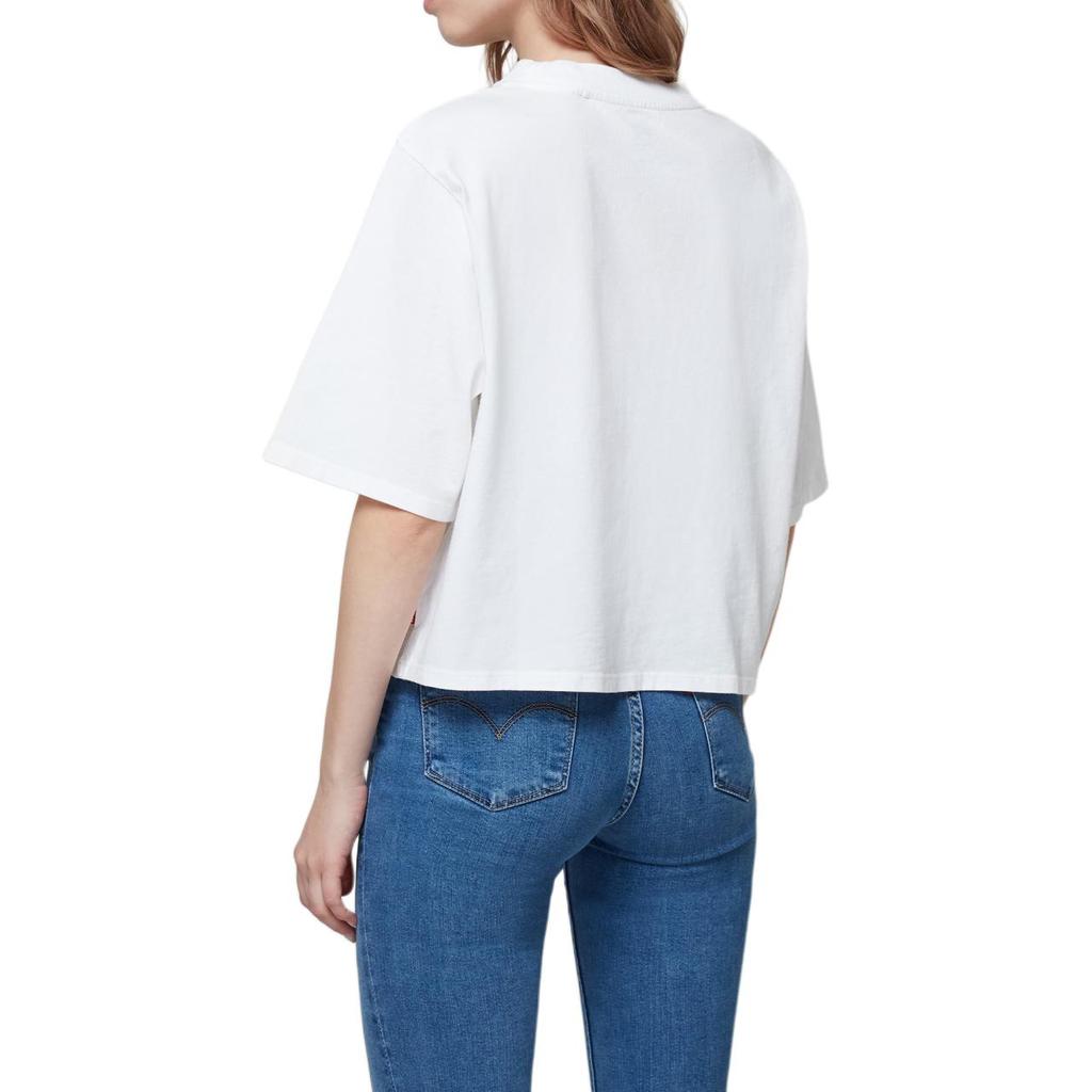 Levis Cotton Round Neck Laser Color Logo Short Sleeve T-Shirt Women T-Shirts White 18392-0002