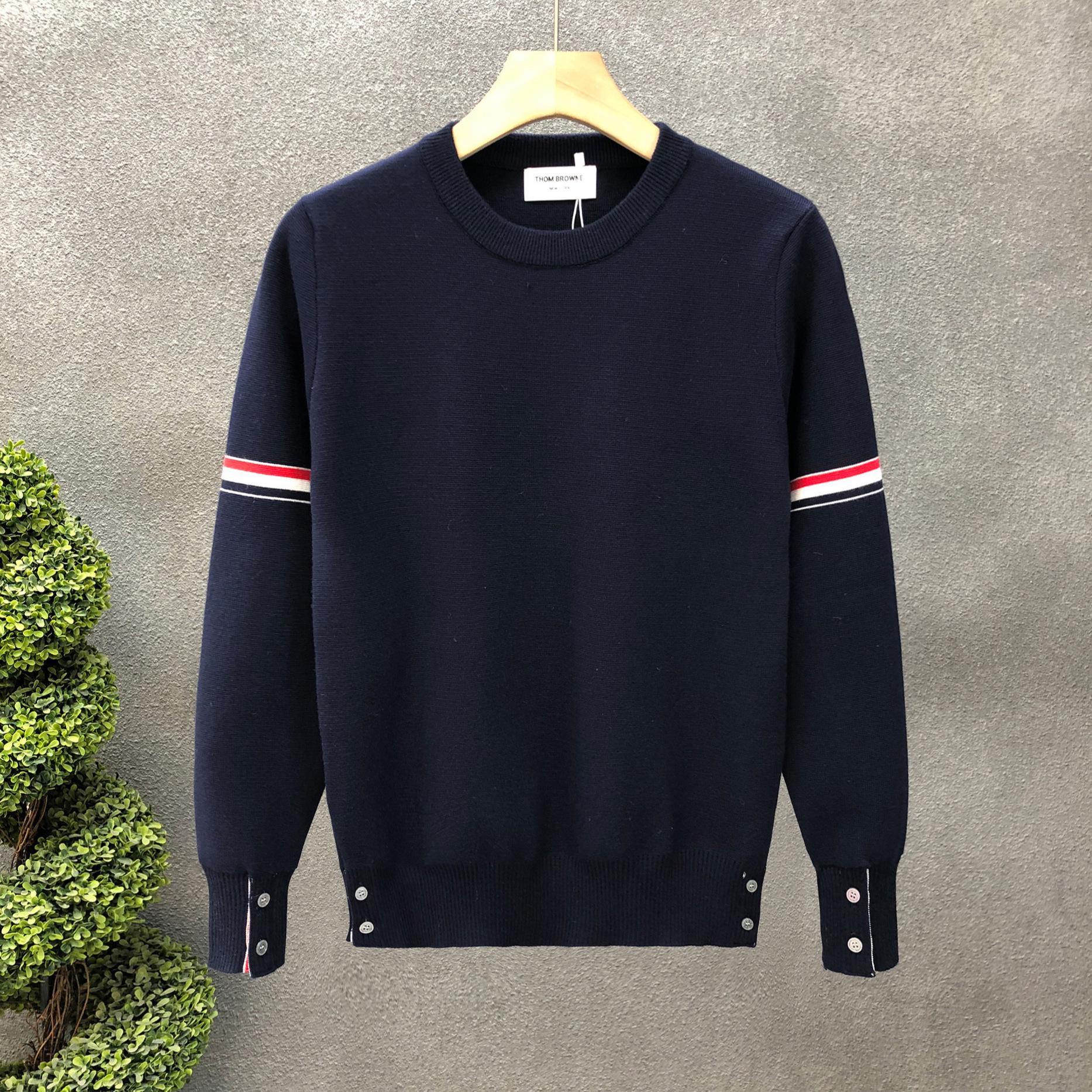 

High-End European Light Luxury Men s Autumn/Winter Round Neck Patchwork Sweater Knitwear L королівський синій колір