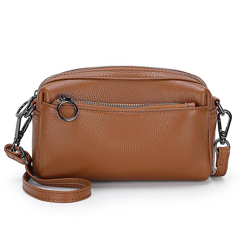 Nische Vielseitige Umhängetasche, Schultertasche aus Rindsleder der ersten Schicht, Tragbar aus echtem Leder, Mehrschichtige Hand-Handgelenk-Kleine quadratische Tasche