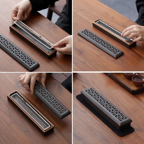 CEREMONY Incense Holder, Horizontal, Safe - Coffin-Style Incense Box with Ash Catcher for Sticks, for Meditation, Yoga, Spa, and Room Decor (Brown)