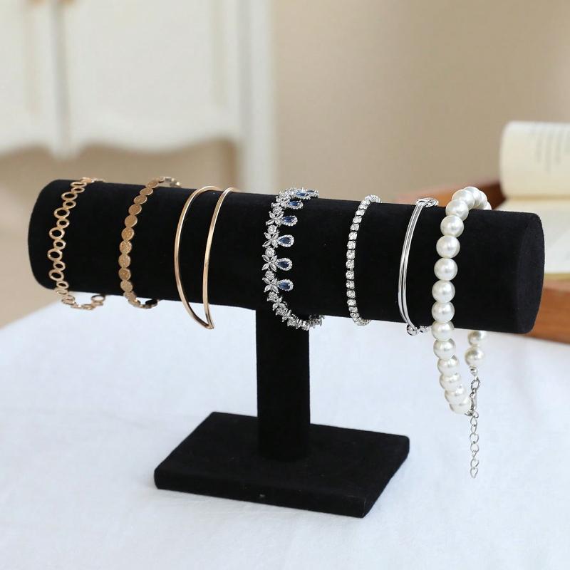 Velvet Single-Layer Bracelet Display Stand Watch Holder Tray Portable Jewelry Organizer Rack for Street Vendor Stall Countertop