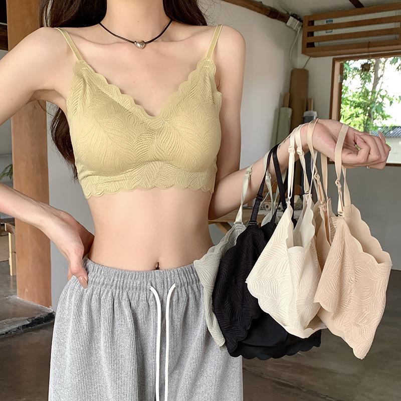 

Кружевной бюстгальтер без косточек, бесшовный из ледяного шелка, с глубоким вырезом на спине для женщин One Size жёлтый